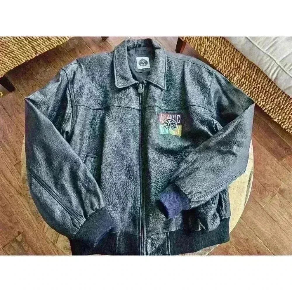 Black Leather Bomber Jacket